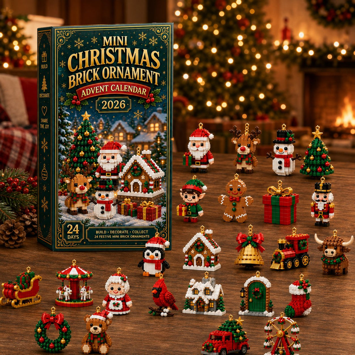 🎅 Last day to save 49% – 🎄 24-Day Mini Christmas Ornament Advent Calendar | 24 unique festive buildable designs with hanging loops—perfect for decorating Christmas trees, wreaths, and holiday displays🎂