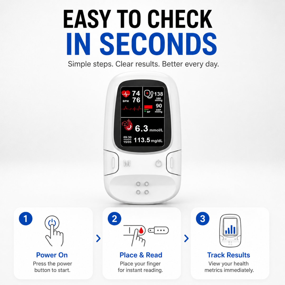 💙✨ 30% OFF — Multi-Function Health Monitoring Device 📱 Compact Design, Clear Digital Display & Everyday Convenience 🏡🎁
