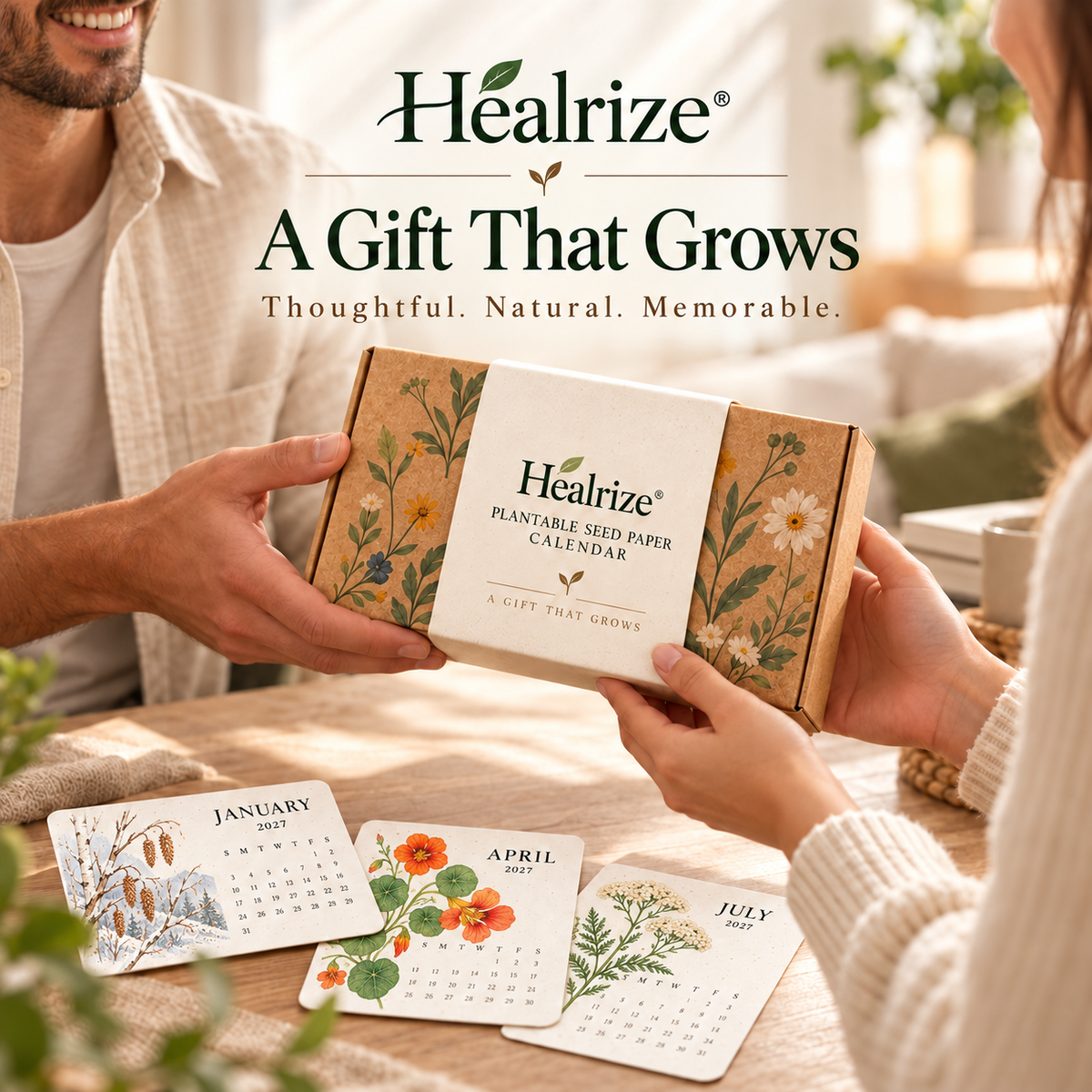 🌱 Official Store | Healrize® Plantable Seed Paper Calendar – 12 Months of Botanical Surprises, A Gift That Grows 🗓️🌷