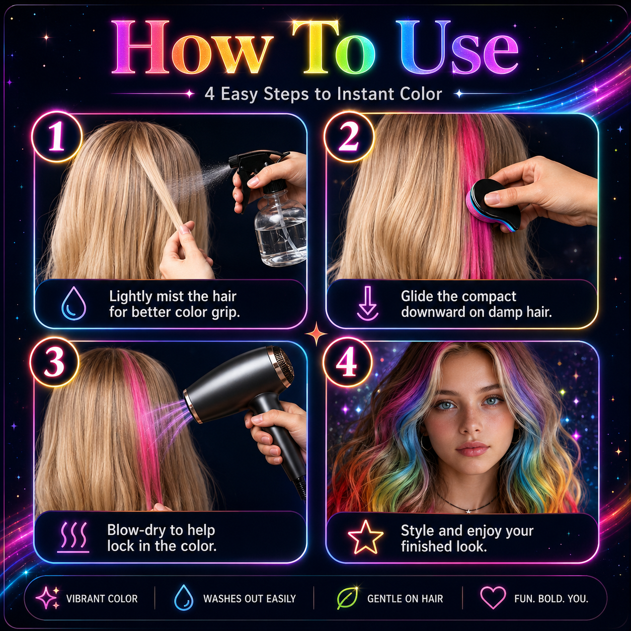 🌈 Healrize® 12-Color Washable Hair Chalk Kit – Instant Temporary Hair Color for Kids & Adults, Easy-Apply Vibrant Highlights for Parties, Cosplay & Festivals 🌞