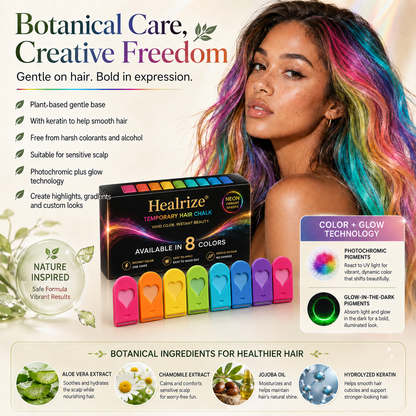 🌈 Healrize® 12-Color Washable Hair Chalk Kit – Instant Temporary Hair Color for Kids & Adults, Easy-Apply Vibrant Highlights for Parties, Cosplay & Festivals 🌞