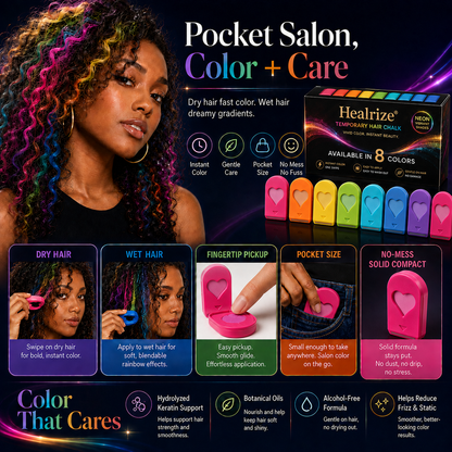 🌈 Healrize® 12-Color Washable Hair Chalk Kit – Instant Temporary Hair Color for Kids & Adults, Easy-Apply Vibrant Highlights for Parties, Cosplay & Festivals 🌞