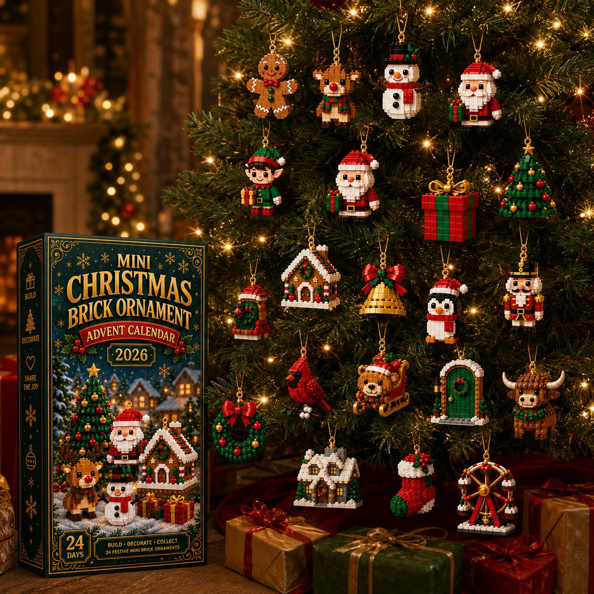 🎅 Last day to save 49% – 🎄 24-Day Mini Christmas Ornament Advent Calendar | 24 unique festive buildable designs with hanging loops—perfect for decorating Christmas trees, wreaths, and holiday displays🎂