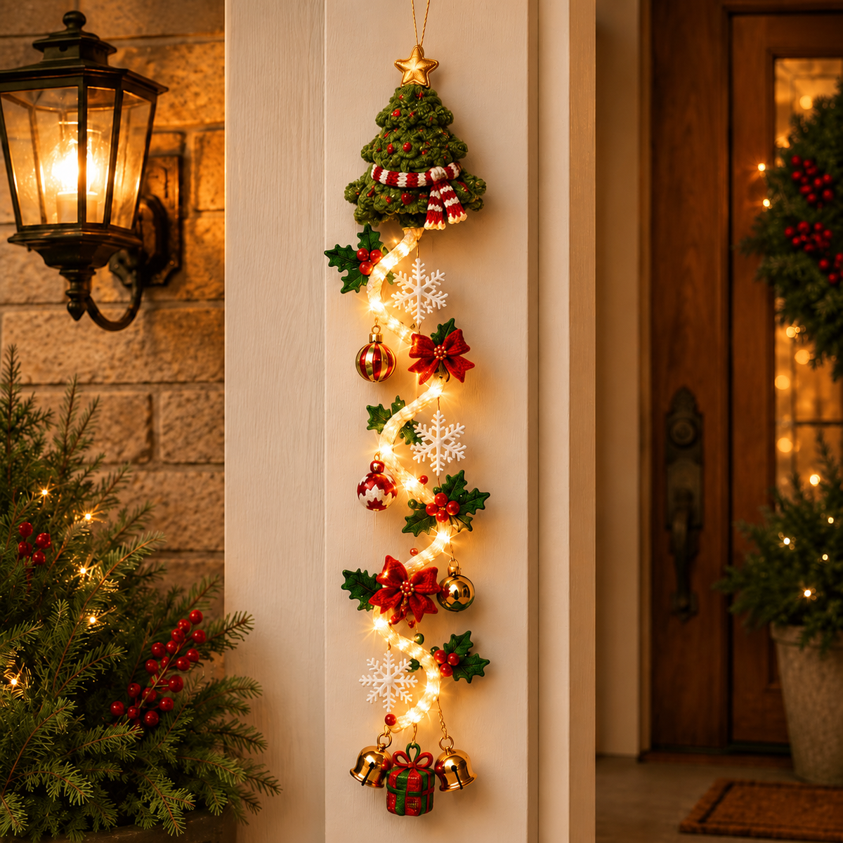 🎄 Last day! 49% OFF – ✨🎅MerryCascade™ Glowing Christmas Door Hanger🎁✨