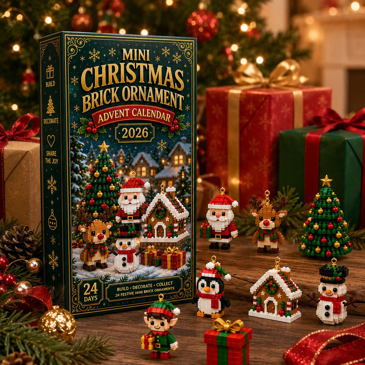 🎅 Last day to save 49% – 🎄 24-Day Mini Christmas Ornament Advent Calendar | 24 unique festive buildable designs with hanging loops—perfect for decorating Christmas trees, wreaths, and holiday displays🎂