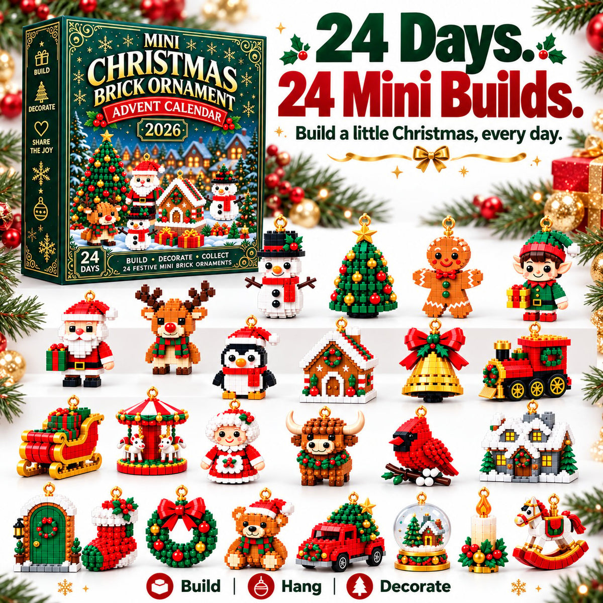 🎅LAST DAY 30% OFF🎊 Christmas Countdown Brick Building Advent Calendar For Families🎆