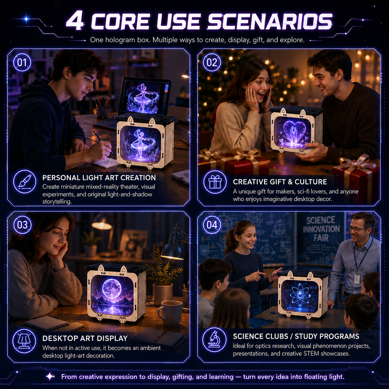 OFFICIAL BRAND|Healrize® 3D Holographic Cinema TV Projector|Immersive Floating 3D Visuals, Bring Theater-Style Spectacle Home🎁